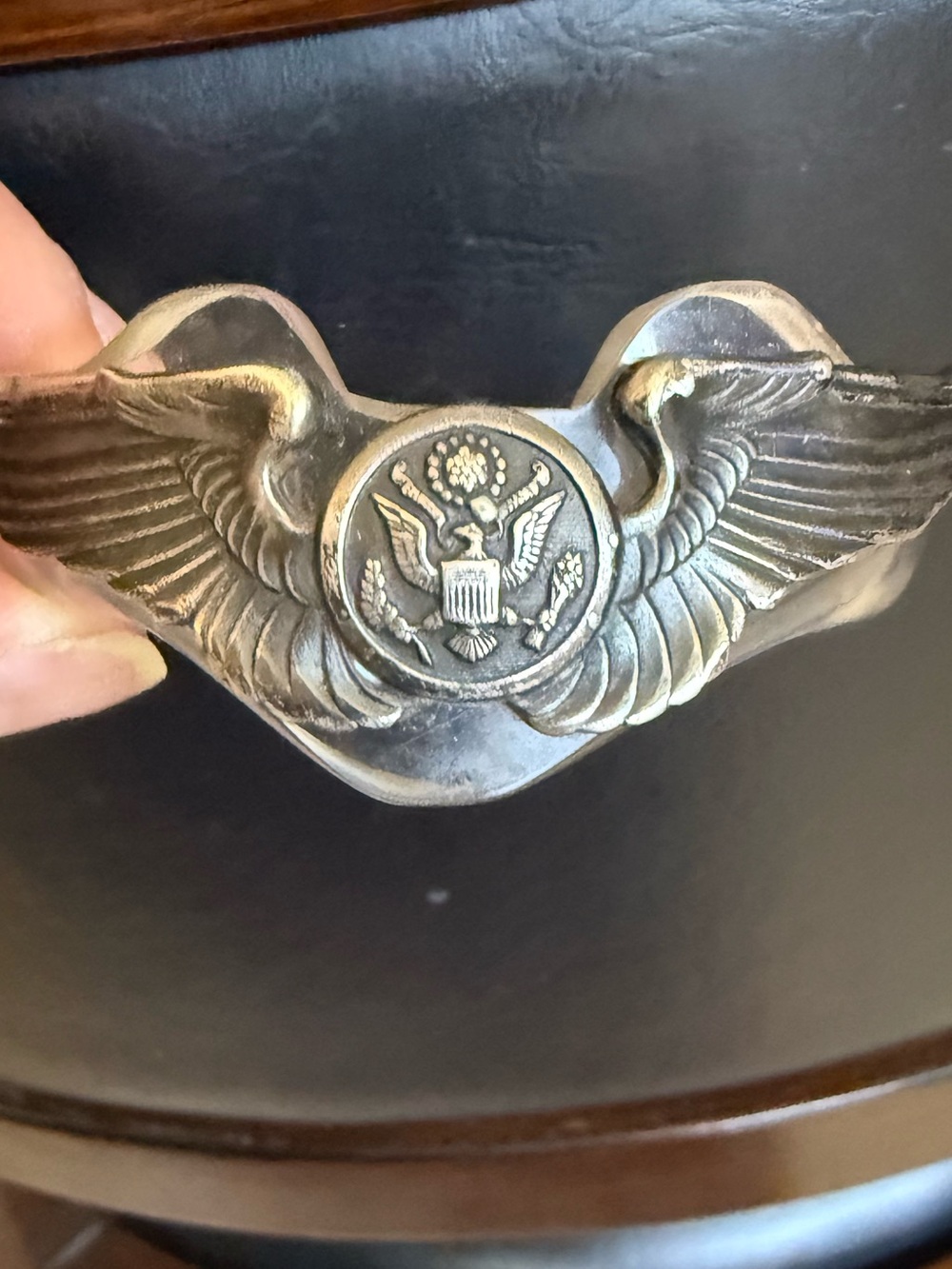 Lucite Military Sweetheart bracelet Silver-Tone Cuff Bracelet -Jewelry 1940’s